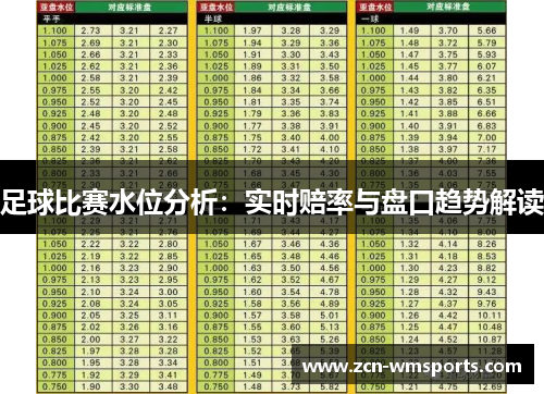 足球比赛水位分析：实时赔率与盘口趋势解读