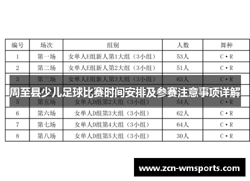 周至县少儿足球比赛时间安排及参赛注意事项详解