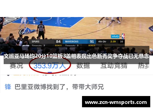 文班亚马场均20分10篮板3盖帽表现出色新秀奖争夺战已无悬念